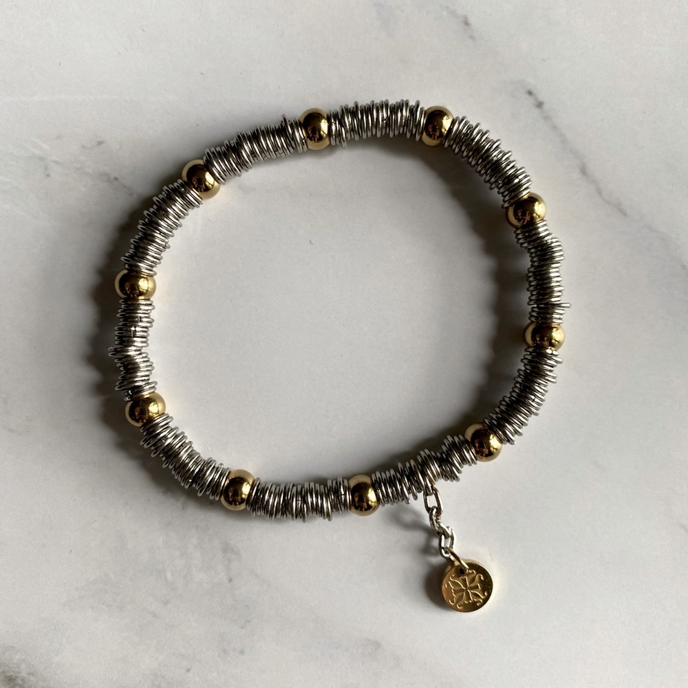 Silver and Gold mixed Metal Rustic Cuff bracelet